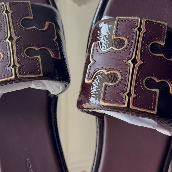 Tory Burch new with box double t sport slide plum/gold size 6 - Picture 7 of 8